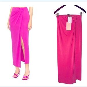 FARFETCHED| THE ANDAMANE| Hot Pink Front Slit Maxi Skirt
